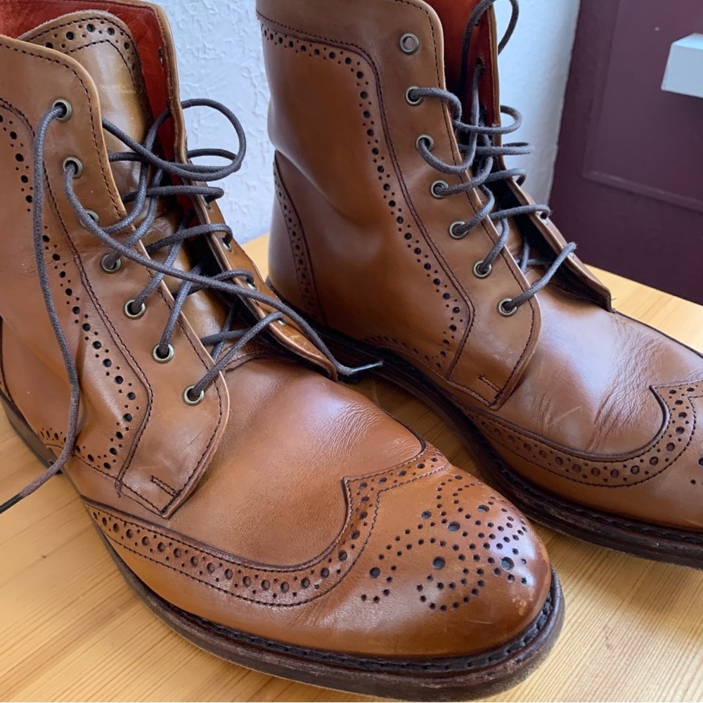 SOLD Men’s Allen Edmonds DALTON Leather Bourbon Wingtip Dress Boots Size 9.5 - Picture 5 of 14